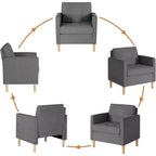 TYBOATLE Decor Set di 2 poltrone comode in lino con braccioli rotondi per soggiorno, sedia da lettura e relax con schienale alto per soggiorno, camera da letto, sala d'attesa, grigio