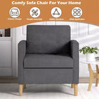 TYBOATLE Decor Set di 2 poltrone comode in lino con braccioli rotondi per soggiorno, sedia da lettura e relax con schienale alto per soggiorno, camera da letto, sala d'attesa, grigio