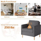 TYBOATLE Decor Set di 2 poltrone comode in lino con braccioli rotondi per soggiorno, sedia da lettura e relax con schienale alto per soggiorno, camera da letto, sala d'attesa, grigio