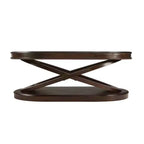 Tavolino da caffè in legno con base a X, tavolino da cocktail ovale da 44" con contenitore, tavolino da centro divano - ModernLuxe