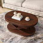 Tavolino da caffè in legno con base a X, tavolino da cocktail ovale da 44" con contenitore, tavolino da centro divano - ModernLuxe
