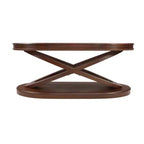 Tavolino da caffè in legno con base a X, tavolino da cocktail ovale da 44" con contenitore, tavolino da centro divano - ModernLuxe