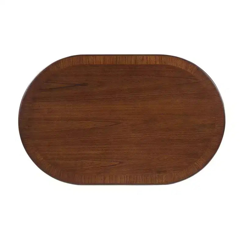 Tavolino da caffè in legno con base a X, tavolino da cocktail ovale da 44" con contenitore, tavolino da centro divano - ModernLuxe