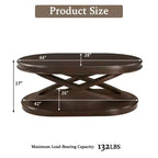 Tavolino da caffè in legno con base a X, tavolino da cocktail ovale da 44" con contenitore, tavolino da centro divano - ModernLuxe