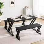 MS PB X Shaped Dining Table and Chair Set 3 Pieces - Durable, Stylish, Space-Saving, Easy to Clean, Comfortable Seating
