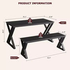 Set tavolo da pranzo e sedie MS PB a forma di X, 3 pezzi - Durevole, elegante, salvaspazio, facile da pulire, seduta confortevole