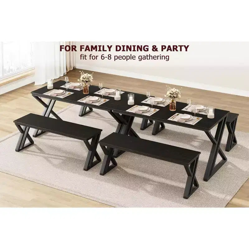 Set tavolo da pranzo e sedie MS PB a forma di X, 3 pezzi - Durevole, elegante, salvaspazio, facile da pulire, seduta confortevole