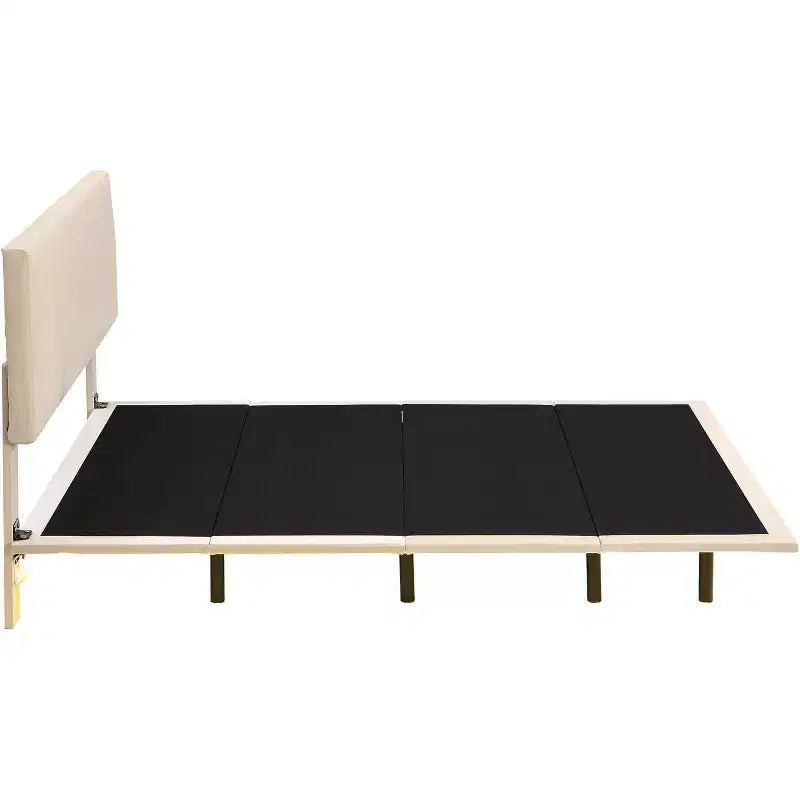 Acekool Moderno Letto Matrimoniale Queen Size Fluttuante con Luci Notturne a Sensore di Movimento, Piattaforma Imbottita, Senza Rumore, Beige