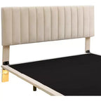 Acekool Moderno Letto Matrimoniale Queen Size Fluttuante con Luci Notturne a Sensore di Movimento, Piattaforma Imbottita, Senza Rumore, Beige