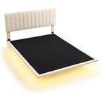 Acekool Moderno Letto Matrimoniale Queen Size Fluttuante con Luci Notturne a Sensore di Movimento, Piattaforma Imbottita, Senza Rumore, Beige