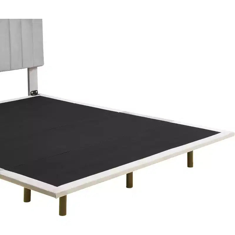 Acekool Moderno Letto Matrimoniale Queen Size Fluttuante con Luci Notturne a Sensore di Movimento, Piattaforma Imbottita, Senza Rumore, Beige