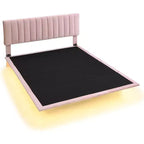 Acekool Moderno Letto Matrimoniale Queen Size Fluttuante con Luci Notturne a Sensore di Movimento, Piattaforma Imbottita, Senza Rumore, Beige