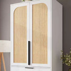 Acekool 70 Armadio con ante in rattan - Armadio a piantana con 3 cassetti e asta appendiabiti (bianco/nero/colore legno)