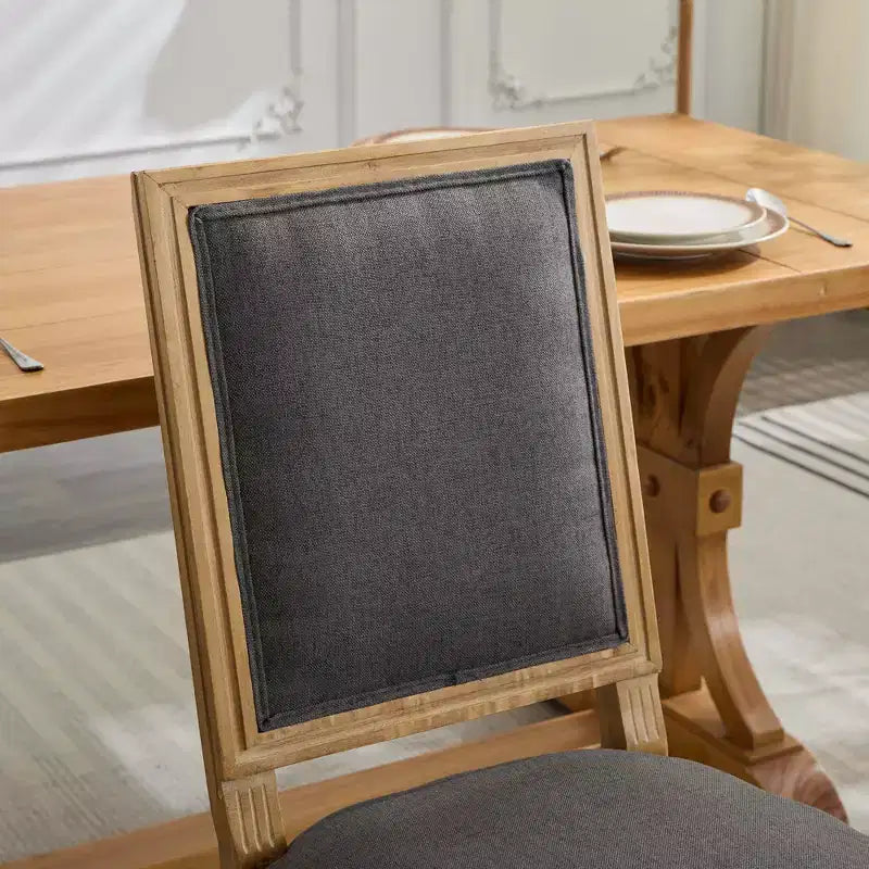 CLIHOME Set di 2 sedie in stile francese, sedie da pranzo Louis con schienale quadrato e struttura in legno massiccio
