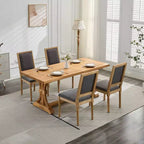 CLIHOME Set di 2 sedie in stile francese, sedie da pranzo Louis con schienale quadrato e struttura in legno massiccio