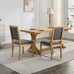 CLIHOME Set di 2 sedie in stile francese, sedie da pranzo Louis con schienale quadrato e struttura in legno massiccio