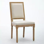 CLIHOME Set di 2 sedie in stile francese, sedie da pranzo Louis con schienale quadrato e struttura in legno massiccio