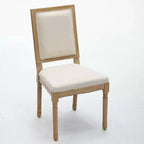 CLIHOME Set di 2 sedie in stile francese, sedie da pranzo Louis con schienale quadrato e struttura in legno massiccio