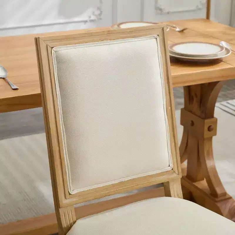 CLIHOME Set di 2 sedie in stile francese, sedie da pranzo Louis con schienale quadrato e struttura in legno massiccio