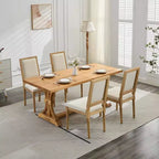 CLIHOME Set di 2 sedie in stile francese, sedie da pranzo Louis con schienale quadrato e struttura in legno massiccio