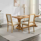 CLIHOME Set di 2 sedie in stile francese, sedie da pranzo Louis con schienale quadrato e struttura in legno massiccio