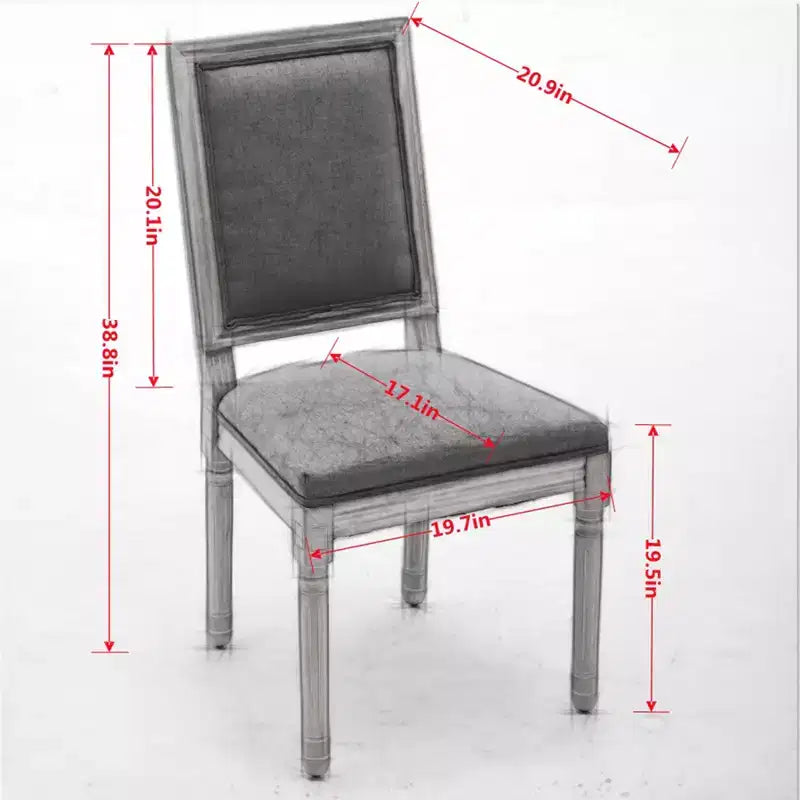 CLIHOME Set di 2 sedie in stile francese, sedie da pranzo Louis con schienale quadrato e struttura in legno massiccio
