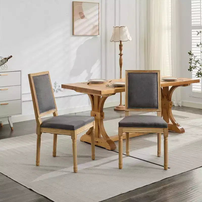 CLIHOME Set di 2 sedie in stile francese, sedie da pranzo Louis con schienale quadrato e struttura in legno massiccio