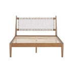 Christopher Knight Home Letto a piattaforma matrimoniale Callista in legno con testiera intrecciata in ecopelle