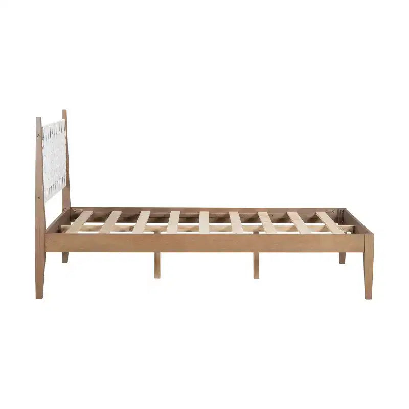 Christopher Knight Home Letto a piattaforma matrimoniale Callista in legno con testiera intrecciata in ecopelle