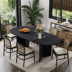 PexFix 67 x 33,5 Tavolo da pranzo in legno massello nero stile fattoria con gambe a V e piano in legno ovale per sale da pranzo moderne e riunioni di famiglia