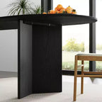 PexFix 67 x 33,5 Tavolo da pranzo in legno massello nero stile fattoria con gambe a V e piano in legno ovale per sale da pranzo moderne e riunioni di famiglia