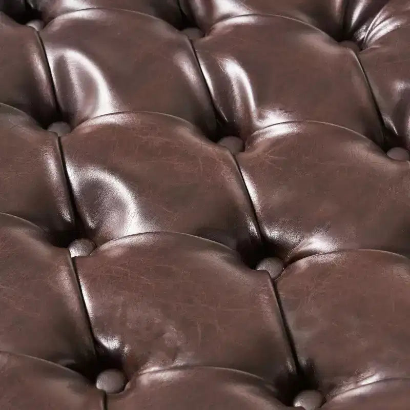 GDFStudio Heathbrooke Pouf contenitore imbottito in ecopelle trapuntata contemporanea