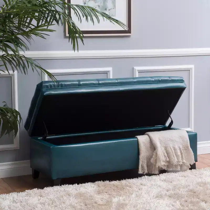GDFStudio Heathbrooke Pouf contenitore imbottito in ecopelle trapuntata contemporanea