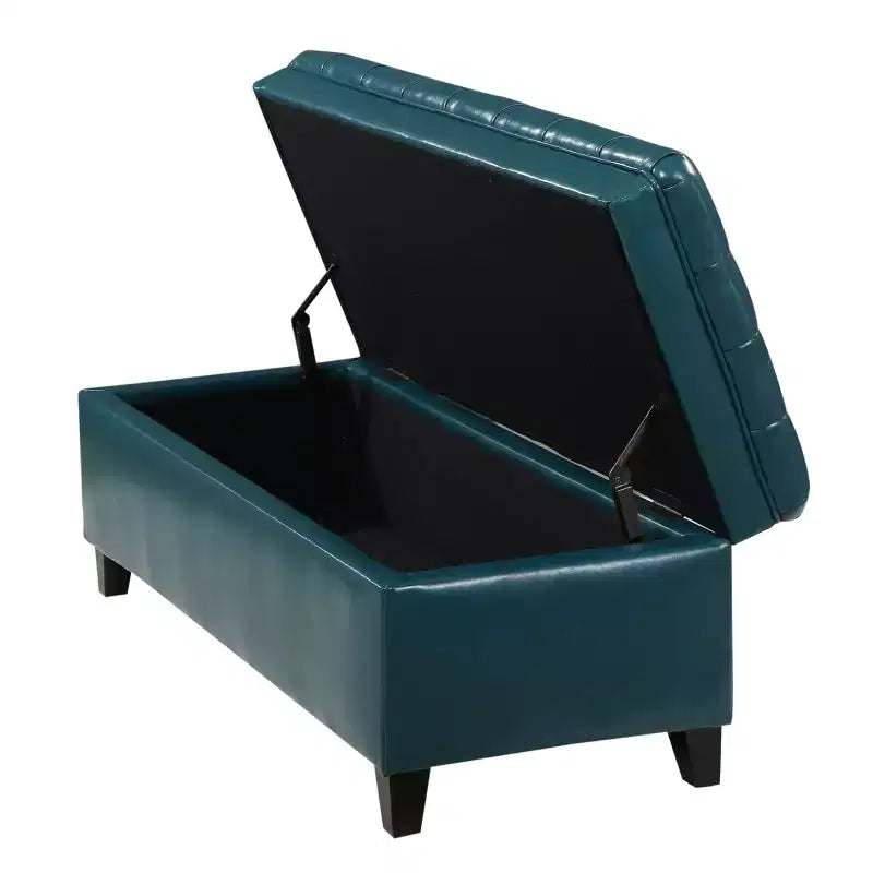 GDFStudio Heathbrooke Pouf contenitore imbottito in ecopelle trapuntata contemporanea