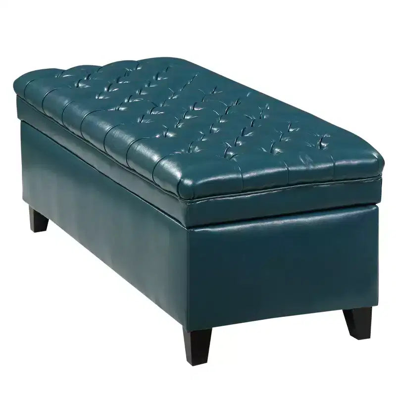 GDFStudio Heathbrooke Pouf contenitore imbottito in ecopelle trapuntata contemporanea