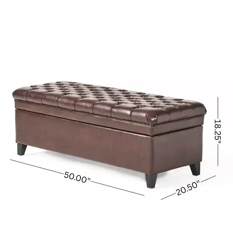 GDFStudio Heathbrooke Pouf contenitore imbottito in ecopelle trapuntata contemporanea