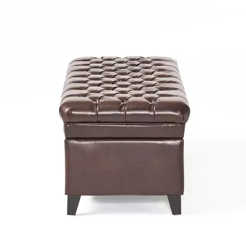 GDFStudio Heathbrooke Pouf contenitore imbottito in ecopelle trapuntata contemporanea