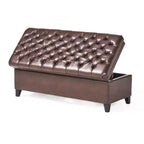 GDFStudio Heathbrooke Pouf contenitore imbottito in ecopelle trapuntata contemporanea