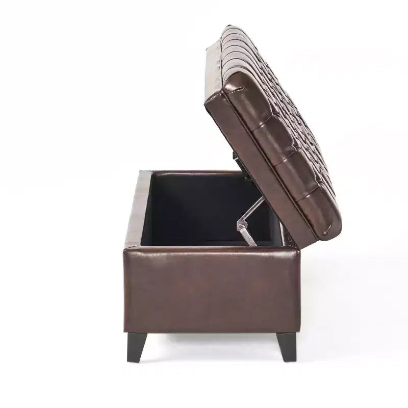 GDFStudio Heathbrooke Pouf contenitore imbottito in ecopelle trapuntata contemporanea