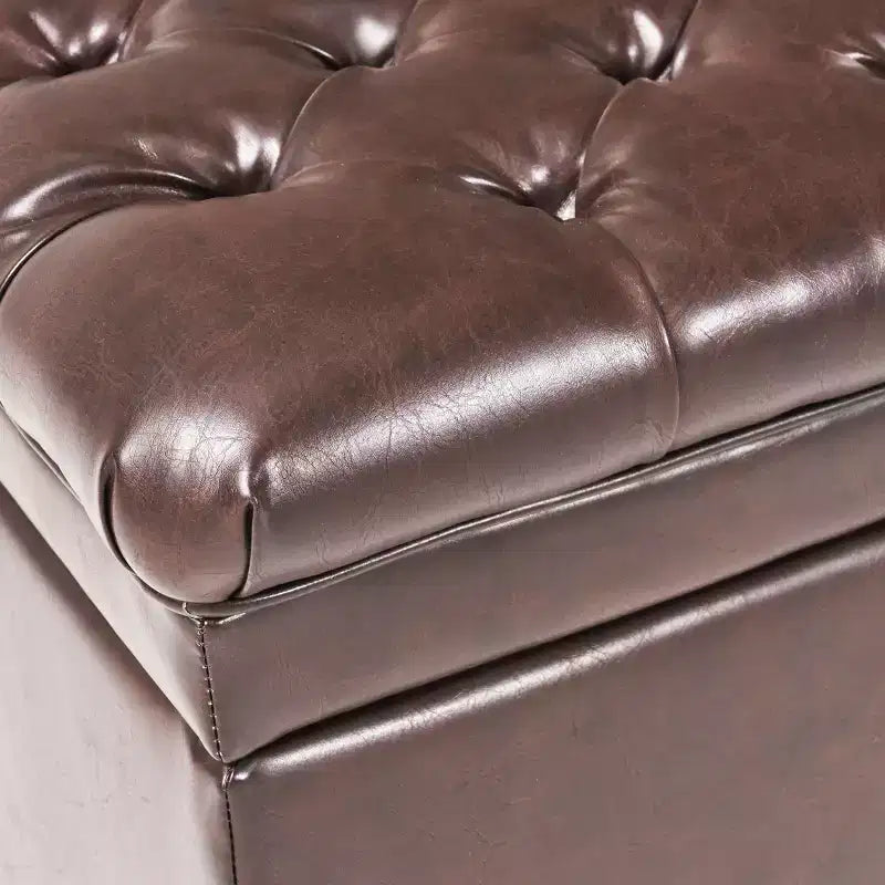 GDFStudio Heathbrooke Pouf contenitore imbottito in ecopelle trapuntata contemporanea
