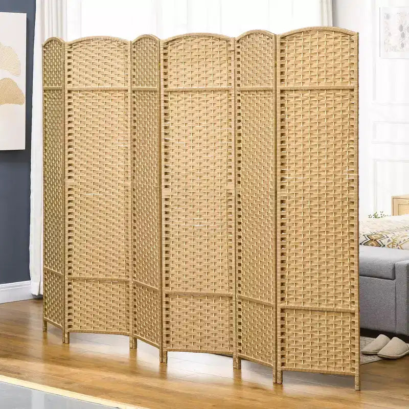 MAYEERTY Divisorio pieghevole a 6 pannelli per la privacy, divisorio per ambienti alto 1,7 m, autoportante, per casa, ufficio, camera da letto, legno naturale