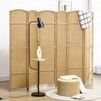 MAYEERTY Divisorio pieghevole a 6 pannelli per la privacy, divisorio per ambienti alto 1,7 m, autoportante, per casa, ufficio, camera da letto, legno naturale