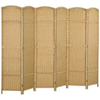 MAYEERTY Divisorio pieghevole a 6 pannelli per la privacy, divisorio per ambienti alto 1,7 m, autoportante, per casa, ufficio, camera da letto, legno naturale
