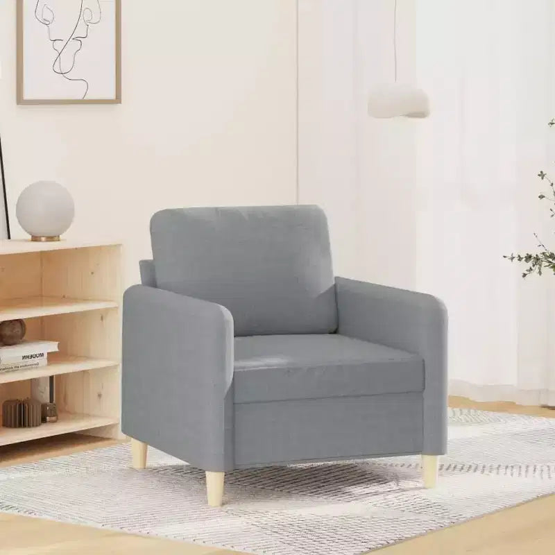 vidaXL Divano Poltrona Monoposto Imbottito per Soggiorno Tessuto - Grigio Chiaro 23,6