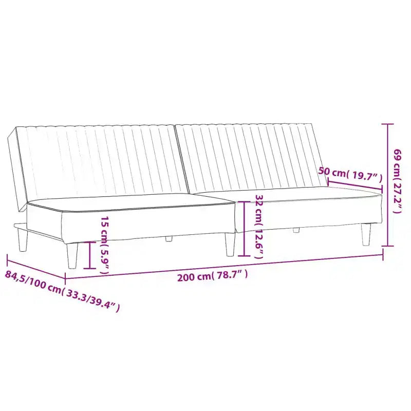vidaXL Divano letto a 2 posti in velluto - Divanetto convertibile, grigio scuro, versatile per soggiorno/dormitorio/ufficio