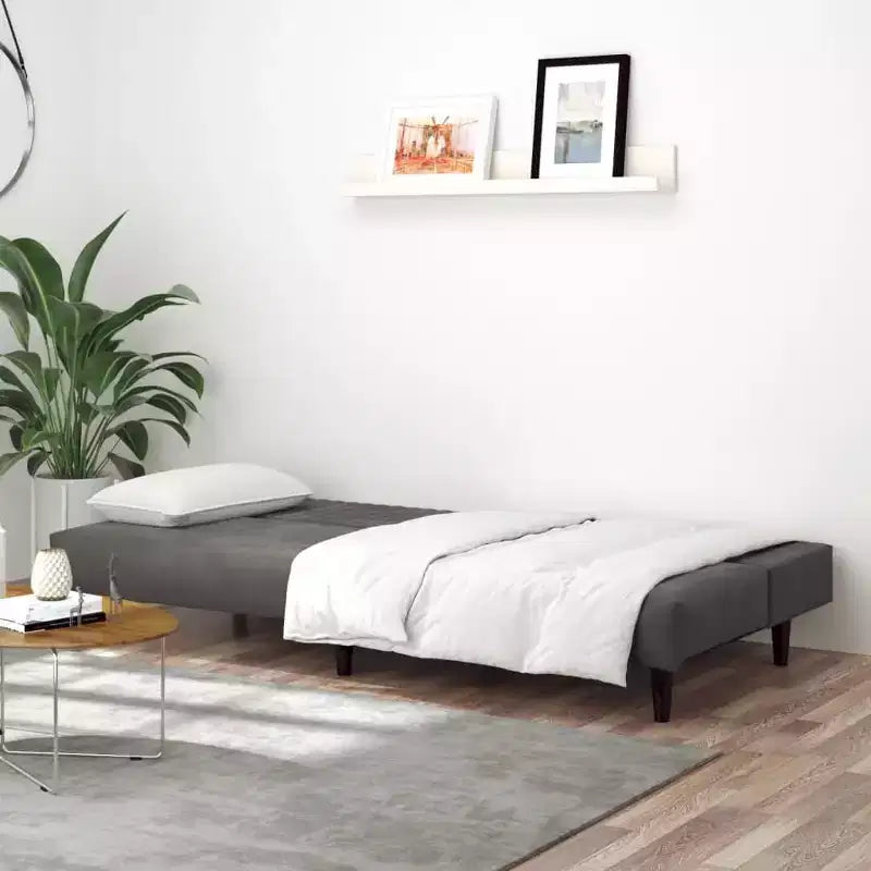 vidaXL Divano letto a 2 posti in velluto - Divanetto convertibile, grigio scuro, versatile per soggiorno/dormitorio/ufficio