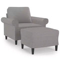 vidaXL Light Gray Fabric Single Sofa Chair with Footstool - Durable 100% Polyester Seating for Living Room, Bedroom, Lounge - 36.2 x 30.3 x 31.5