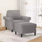 vidaXL Poltrona singola in tessuto grigio chiaro con poggiapiedi - Seduta resistente 100% poliestere per soggiorno, camera da letto, salotto - 36,2 x 30,3 x 31,5