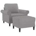 vidaXL Poltrona singola in tessuto grigio chiaro con poggiapiedi - Seduta resistente 100% poliestere per soggiorno, camera da letto, salotto - 36,2 x 30,3 x 31,5