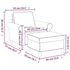 vidaXL Poltrona singola in tessuto grigio chiaro con poggiapiedi - Seduta resistente 100% poliestere per soggiorno, camera da letto, salotto - 36,2 x 30,3 x 31,5